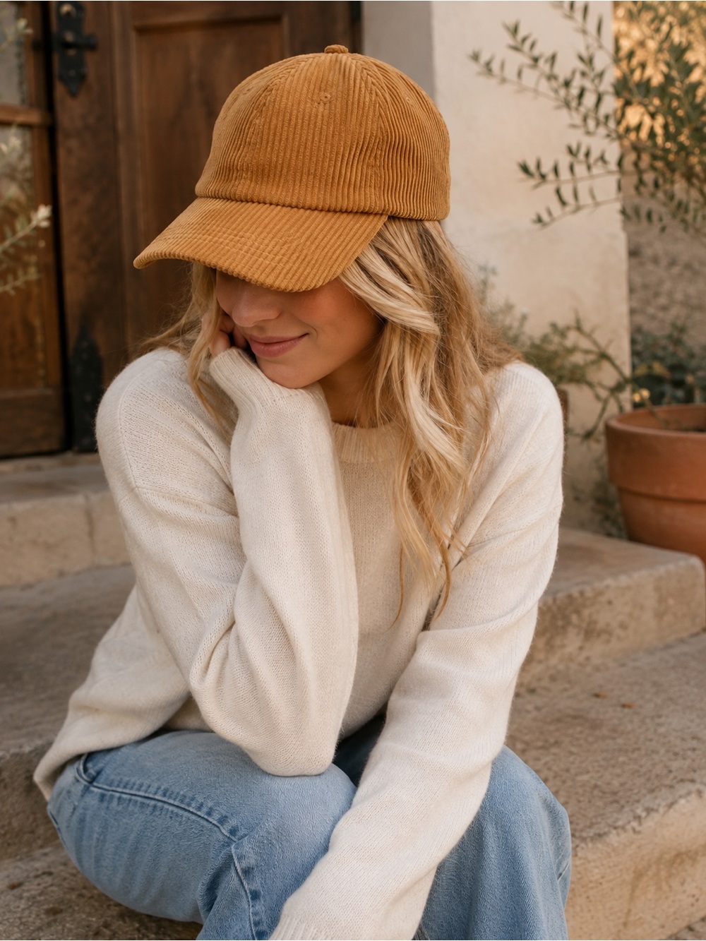 Gap Women’s Mustard Corduroy Baseball Cap Hat Adjustable Fall